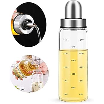 Olive Oil Dispenser Bottle,Leakproof Glass Container With Cap,Non-Drip Spout,Vegetable Salad Dressing for Kitchen Cooking 10 Ounce