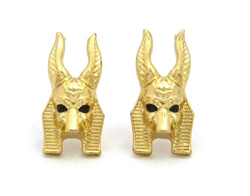 Egypt God Anubis Head Piece Pierced Stud Earring in Gold Tone