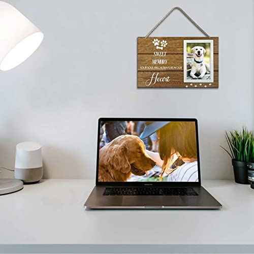 Yuqier Dog Memorial Gifts for Loss of Dog，Pet Memorial Gifts，Loss of Dog Sympathy Gift，Pet Memorial Gifts for Dogs，Dog Picture Frame，Pet Loss Gifts Dog，Coustom Photo and Text Wooden Sign，5 * 10inch