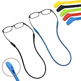 Eyeglasses Holder Strap Glasses Universal Fit Rope Eyewear Retainer Silicone Cord String Eyeglass Temple Tips Pack of 2 ( Blue + Black )