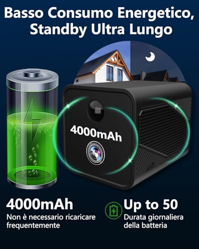 Mini Camera, 4K Indoor Surveillance Camera, Spy Camera with Night Vision, Low Consumption and Long Life 50 Days, Cloud Test 30+ Local Memory, for Home/Pets Security