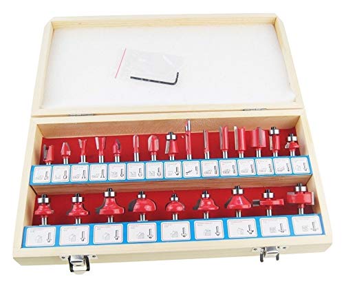 Router Bit Set, KATSU 24PC 1/4 Inch Shank Carbide Tipped Router Bits Set, Woodworking Milling Saw Cutter for Electric Router Trimmer in Wooden Box 133035 — image 1