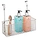 mDesign Steel Metal Wire Bathroom Cabinet Door Organizer - Over Door Storage Hanging Holder Baskets - Organizing Caddy with Hooks Holds Shampoo and Conditioner - Concerto Collection - Matte Satin