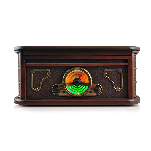 Pyle-Bluetooth-Turntable-Record-Player-Built-in-CD-Cassette-Players-AMFM-Radio-Vinyl-to-MP3-Recording-Brown-PTCDS8UBT