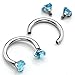 3PCS Surgical steel Horseshoe Hoop,Multi-functional Captive Ring for Nose Daith Lip Eyebrow Nipple Ear Cartilage Helix,Hypoallergenic Lead and Nickel Free- 16G 8mm (A- 3PCS:blue,red,white)