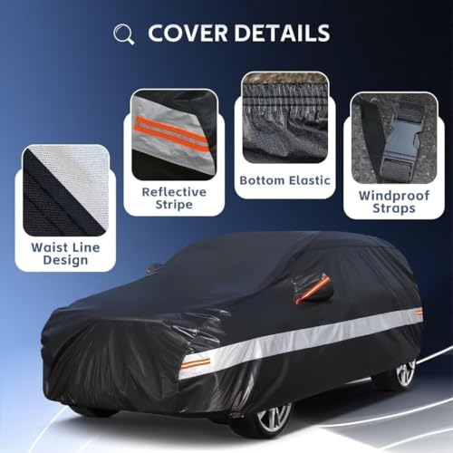 Holthly 10 Layer Outdoor Car Cover, Waterproof Car Cover, Sun and Dust Protector Car Cover, Layer for Car Suitable for Audi A4 Avant, Volvo V60, BMW 3 Series Touring, etc.C13 Black