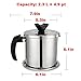 18/8 Stainless Steel Oil Storage Grease Keeper, Grease Strainer Pot Grease Container with Mesh Strainer (2.0 L)