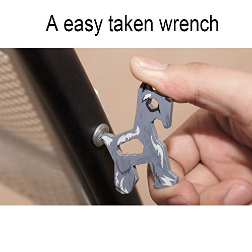 Keychain Multi-Tool EDC Mini-Tool 10-in-1 Key Tool (Bottle Opener Screw Driver 5/5.5/6/7/8mm Wrench) Stainless Steel (key chain size, schnauzer) - Thumbnail 3