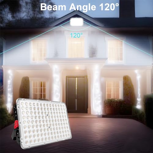 CREATESTAR Outdoor LED Spotlight 40000LM, 400W Outdoor LED Spotlights 6500K Cool White Light, IP66 Waterproof Outdoor Spotlight for Warehouse, Garden, Garage, Sports Field, Backyard, Parking