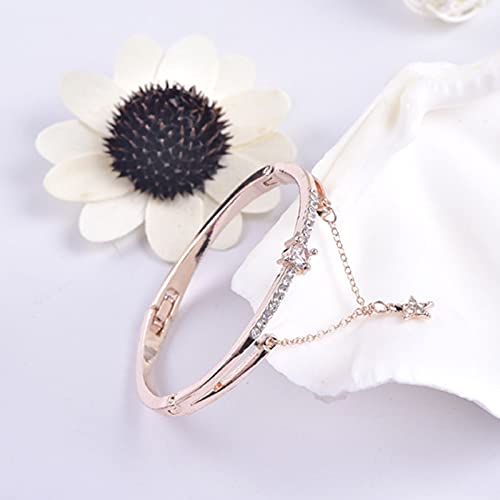 Crystal Bracelets, Synthetic Crystal Diamond Bangle Bracelet, Star Shape Drop Bracelet for Women/Men/Best Friend