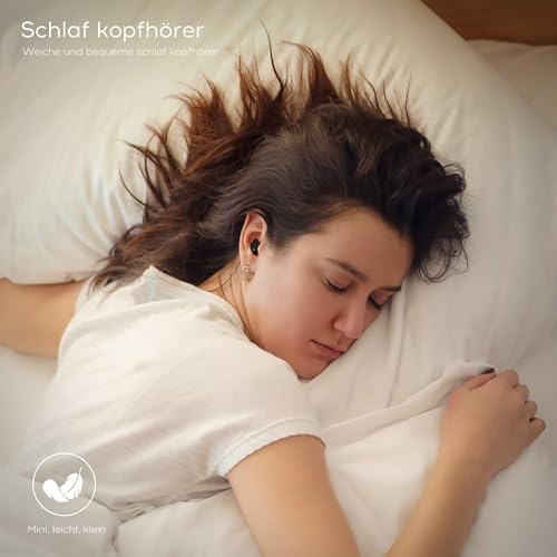 sunvito Auriculares para Dormir, Mini Auriculares para Dormir, inalámbricos Bluetooth 5.3, Silicona líquida, para Dormir de Lado, indicador de Potencia para Entrenar, Trabajar, Viajar (Negro)