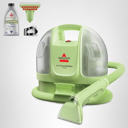 BISSELL LITTLE GREEN MINI PORTABLE CARPET AND UPHOLSTERY DEEP CLEANER, CAR/AUTO DETAILER, WITH HYDRORINSE SELF-CLEANING TOOL AND 4″ TOUGH STAIN TOOL, TEA GREEN, 4075