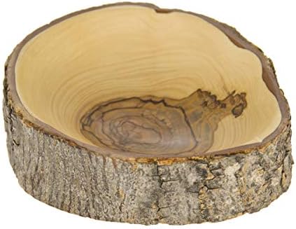 Hand Carved Olive Wood Natural Bark Bowl - Round - Fair Trade