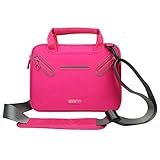 Evecase Multi-functional Carrying Messenger Case with Handle and Shoulder Strap for 8.9-9.7 Inch Laptops - Hot Pink