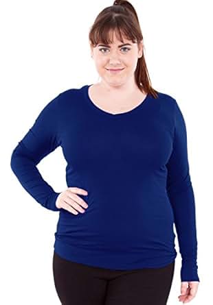Royal Blue Ladies Vneck Long Sleeve TShirt at Amazon Women’s Clothing