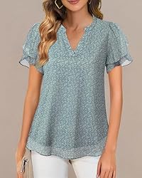 Lotusmile Floral Tops - Dressy & Casual Chiffon