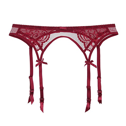 Varsbaby Women Sexy Lace Suspender Garter Belt for Thigh High Stockings (N019DD-Red3, M)