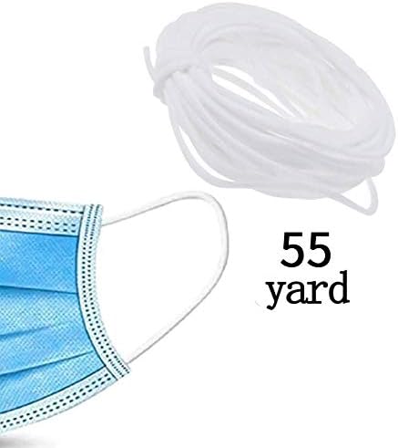 1/4 inch 55 Yards White Elastic Band Braided Stretch Strap Cord Roll for for DIY Clothes Making Sewing Knitting and Arts & Crafts