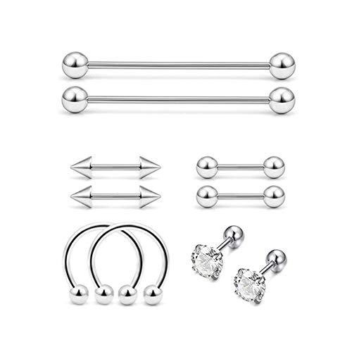 WZPB 34Pcs Professional Piercing Kit Surgical Steel Piercing Jewelry 14G 16G Piercing Needles Disposable Piercing Clamps for Nose Lip Eyebrow Ear Piercing