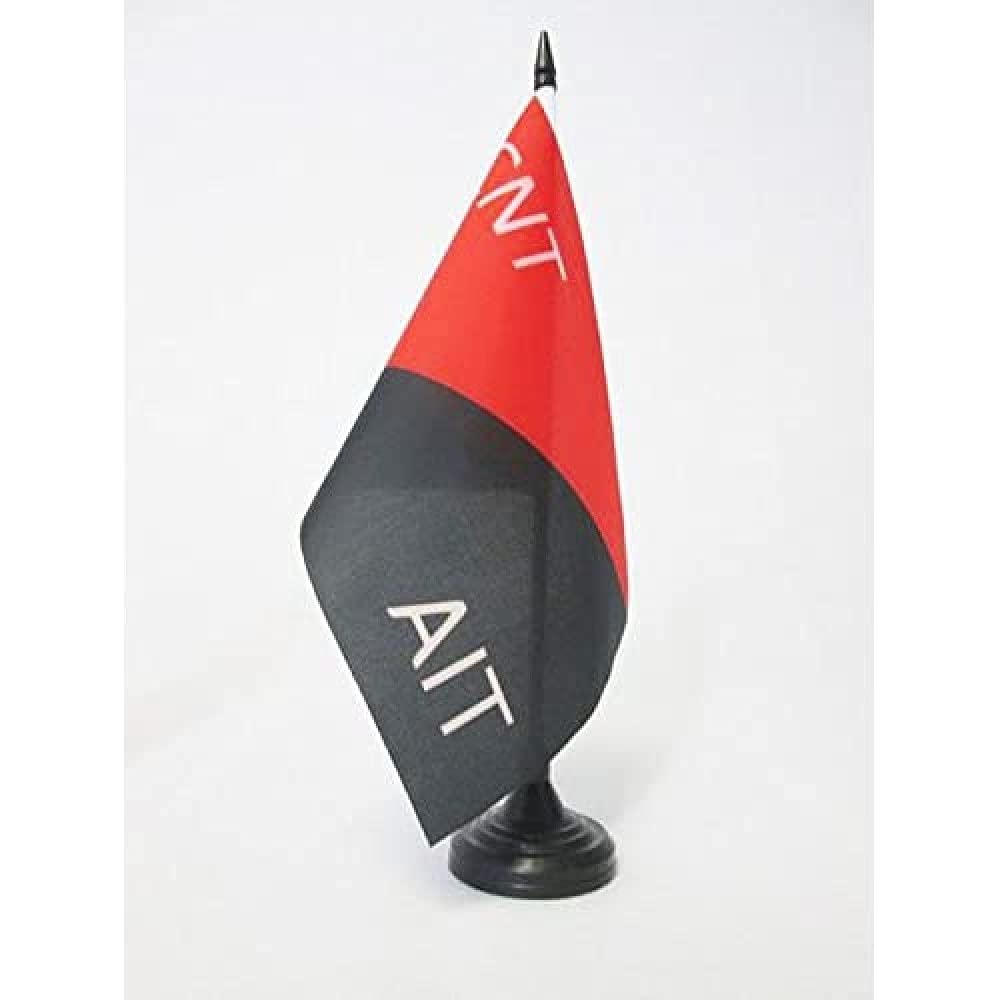 AZ FLAG Milicia confederal in Spain Table Flag 5'' x 8'' - CNT-FAI Office Decoration 100% Polyester 21 x 14 cm - Mini Desk Flag with Pole and Black Plastic Base