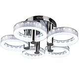 Oanon European Modern Style LED Acrylic Chandeliers Ceiling Light Lamp Pendant Lamp with 5 Lights Hallway Dining Room Bedroom [US Stock] (White)