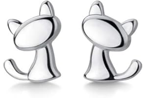 KOKOMA Cute Cat Stud Earrings S925 Sterling Silver Minimalist Lovely Pet Animal Tiny Cartilage Earring Ear Studs Piercing Hypoallergenic Jewelry Gifts for Women Girls