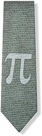 Men's Green Microfiber Pi Symbol to the 50th Decimal Mathematics Math Nerd/Geek Novelty Tie Necktie