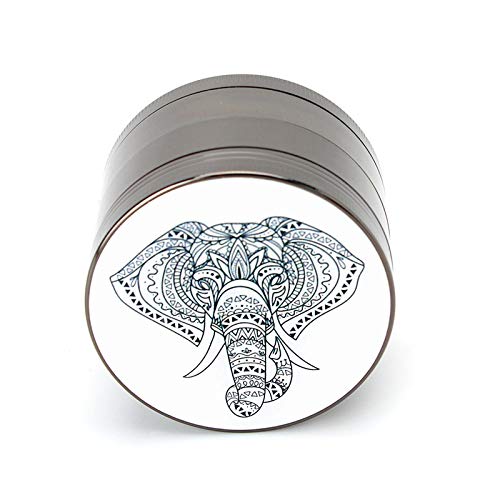 MUXIANG Elephant Platinum Grinders Spice Coffee Grinder for Tobacco with Pollen Catcher - 2.5 Inch 4 Piece - Thumbnail 2