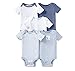 Lamaze Organic Baby Boys Short Sleeve Cotton Bodysuit, Snap Closure, Blue and White Variety, 6 Months