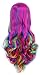 Women's Long Wave Rainbow Cosplay Wig & 1 Hair Cap, for Halloween Mermaid Unicorn Masquerade Party Costume Accessories, Multi Color Harajuku Lolita Sexy Sweet Style Anime; 01DC