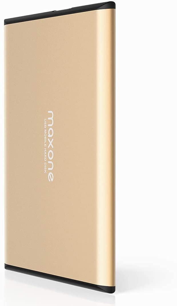 Maxone Portable External Hard Drive 500GB USB 3.0 Storage Backup 2.5" Ultra Slim Aluminum HDD for PC/Desktop/Laptop/TV/Chromebook/Windows - Gold