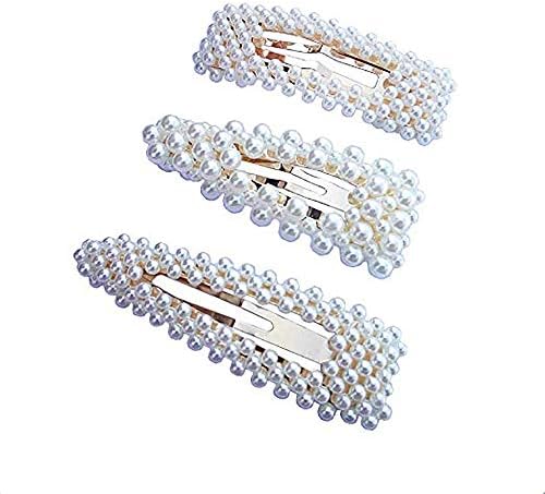 VANKOO Pearls Hair Clips for Women Girls - Hair Pins Decorative Bridal Artificial Pearl Hairpins Headwear Barrettes Hair Accessories (3Pcs)