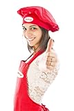 Red Kitchen Unisex Apron and Hat Set - for Men and Women - One Size Fits Most - Hotshot Chef Design