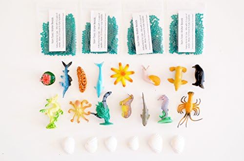 Revelae Sensory & Tactile Play Ocean Exploration Discovery Kit with Water Beads, Shells, Ocean Animals and Other Creatures
