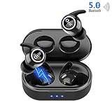 Wireless Bluetooth Earbuds 5.0, in-Ear Noise Reduction Headphones with Strong Connection TWS Mini Earphones Magnetic Charging Case and Removable Earhooks for Workout Compatible with Cell Phones