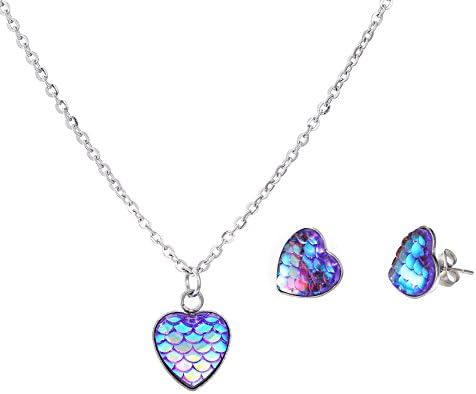Unique Queen Fairytale Mermaid Scales earring necklace sets (Style-1)