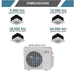 Quad 4 Zone Ductless Mini Split Ceiling Cassette