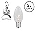Novelty Lights Christmas Replacement Bulbs - Outdoor Individual Bulbs for Events, Holiday Parties, Patios, and More - C7/E12 Candelabra Base, 5 Watt Lights (Clear, 25 Pack)