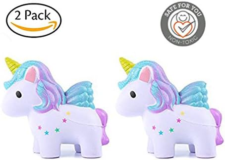 Acomon Squishies Slow Rising Jumbo Kawaii Cute 2 Pack Unicorn Creamy Scent for Kids Party Stress Reliever Toy Gifts