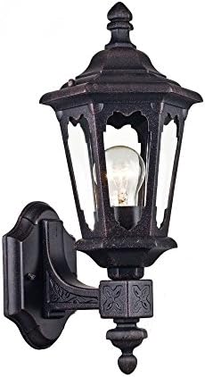 Classic Vintage Outdoor Wall Light/Sconce, Black/Copper Aluminium, Transparent Glass, Lantern in Victorian Style, excl.1xE27 60W 220V IP44