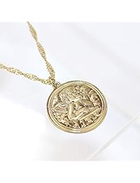 POMINA Collar con colgante de monedas multicapa boho para mujer