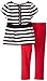 Nautica Little Girls' 2 Piece Short Sleeve Striped Peplum Top and Knit Pant Set