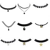 TISDA 9PCS Fashion Women Jewelry Black Tattoo Choker Necklace Elastic Adjustable For Party