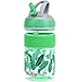 Nuby Thirsty Kids Flip-it Freestyle On The Go Water Bottle with Bite Resistant Hard Straw and Easy Grip Band, Green Banana Leaves, 12 Ounce