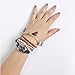 RareLove Bohemian Beaded Bracelet Brown Stretch Strand Wrap With Charm Layered Three Tassels