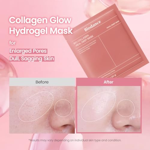 BIODANCE Bio-Collagen Real Deep Mask, Hydrating Overnight Mask, Water Locking, Pore Minimizing, Elasticity Improvement, 34g x4ea