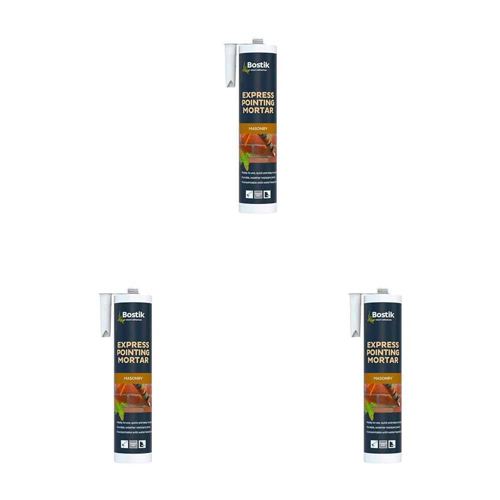 Bostik Express Pointing Mortar, Ready to Use, Weather Resistant, Colour: Grey, 310ml (Pack of 3)
