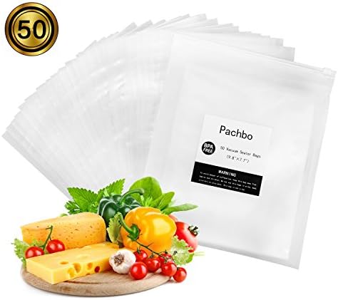 Vacuum Sealer Bags (50 pcs), Vacuum Sealer Storage Bags 9.8 x 7.7in, Commercial Grade BPA Free Vacuum food storage bags for Vacuum Sealer, Food Saver and Sous Vide