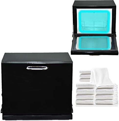 Black Compact 2-in-1 Towel Warmer &amp; Ultraviolet Sterilizer Cabinet with 12 Facial Towels