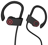Wireless Headphones, Sport Earphones HD Stereo Bass Sweatproof Headsets with Mic for Running Gym Workout - Black
